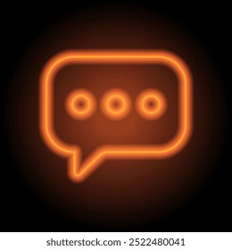 Chat, message logo simple icon vector. Flat design. Orange neon on black background.ai