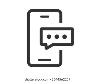 Mensagem de bate-papo no celular smartphone ícone de smartphone pictograma simples linha gráfica traço contorno, código de verificação de senha sms símbolo sinal de verificação logotipo linear fino, 2fa login tech imagem clip art
