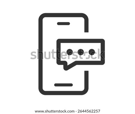 Chat message on mobile cell phone smartphone icon simple pictogram graphic line stroke outline, password verification code sms verification sign symbol thin linear logo, 2fa login tech image clip art
