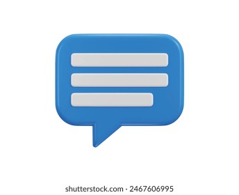 Chat message on speech bubble icon 3d rendering vector illustration