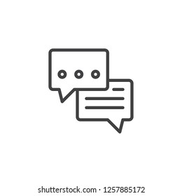 Chat message outline icon. linear style sign for mobile concept and web design. Speech bubbles text messaging simple line vector icon. Symbol, logo illustration. Pixel perfect vector graphics