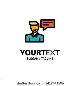 Chat, Message, Popup, Man, Conversation Business Logo Template. Flat Color