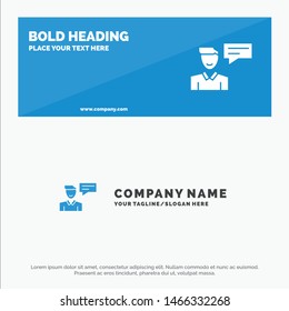 Chat, Message, Popup, Man, Conversation SOlid Icon Website Banner and Business Logo Template. Vector Icon Template background