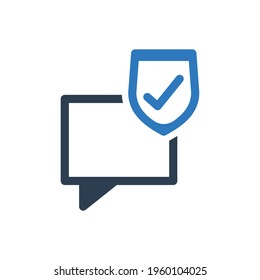 Chat message with protection shield icon	