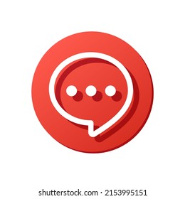 chat message red rounded vector icon on smartphone, speech bubble icon