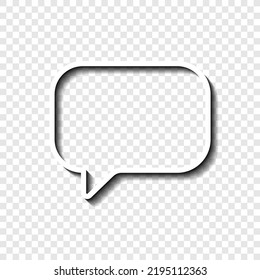 Chat, message simple icon vector. Flat design. White with shadow on transparent grid. 