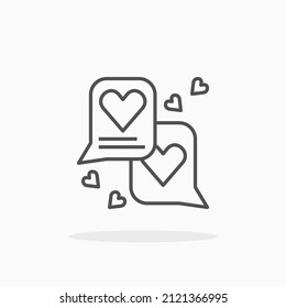 Chat message with smartphone and love heart line icon. Editable stroke and pixel perfect. Can be used for digital product, presentation, print design and more.