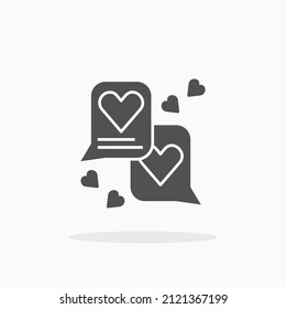 Chat message with smartphone and love heart glyph icon. Can be used for digital product, presentation, print design and more.
