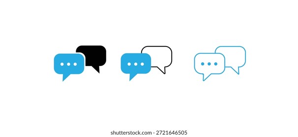 Chat Message Speech Bubble Icons Set in Flat Outline Style
