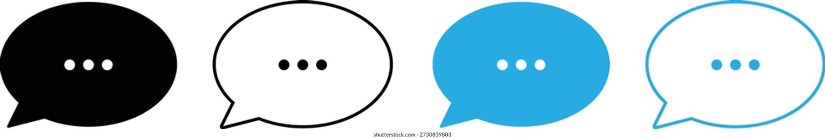 Iconos de la burbuja del discurso del chat y del mensaje para la comunicación y el diseño de la interfaz de usuario