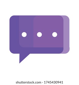 chat message in speech bubble, on white background in rectangle shape vector illustration design
