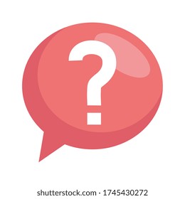 chat message in speech bubble with question sign on white background vector illustration design