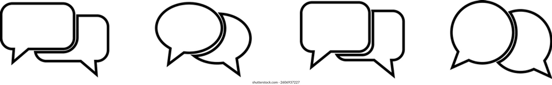 Chat message speech bubble vector for apps or website icon in line set. Online Messaging Discussion, Communication, Community. sign, symbol comment box neon isolated on transparent background.