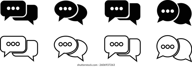 Chat message speech bubble vector for apps or website icon in flat line set. Online Messaging Discussion, Communication, Community. sign, symbol comment box neon isolated on transparent background.