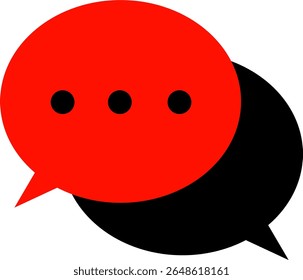 Chat or message speech bubbles with dots flat icon apps and websites. Red color