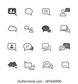 Chat message speech talk text bubble communication icons set isolated vector illustration