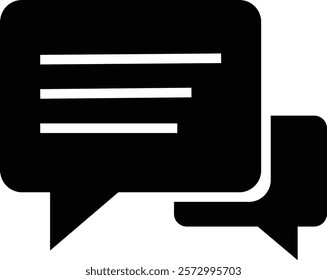 Chat message and Text flat icon. Speech bubble symbol. Speech Bubble Collaboration Concept on isolated transparent background. Talk message Bubble chat icon, online communication, Conversation vector.