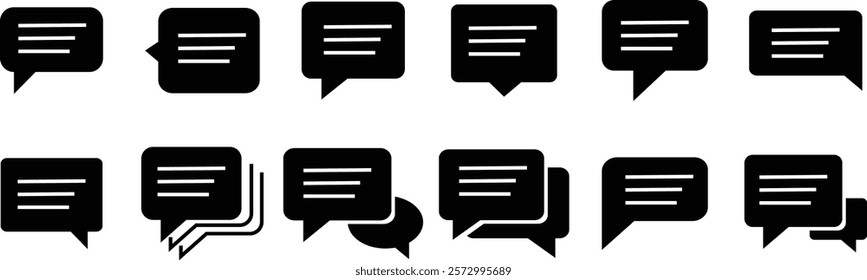 Chat message and Text icon set. Speech bubble symbol. Speech Bubble Collaboration Concept on isolated transparent background. Talk message Bubble chat icon, online communication, Conversation vector.