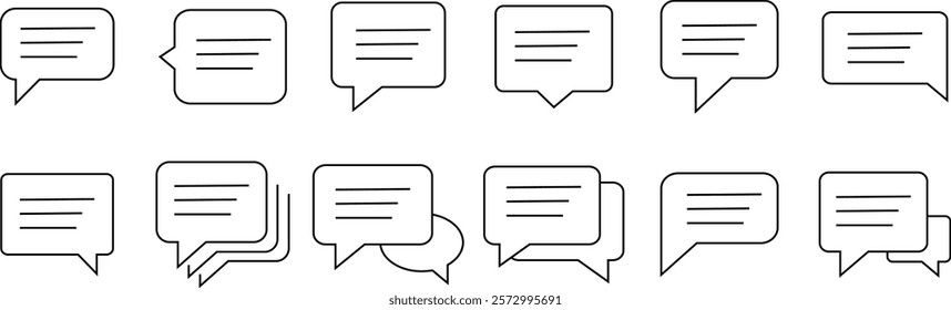 Chat message and Text icon set. Speech bubble symbol. Speech Bubble Collaboration Concept on isolated transparent background. Talk message Bubble chat icon, online communication, Conversation vector.