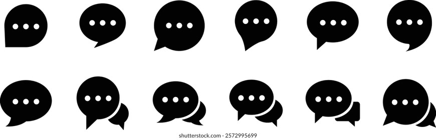 Chat message and Text icon set. Speech bubble symbol. Speech Bubble Collaboration Concept on isolated transparent background. Talk message Bubble chat icon, online communication, Conversation vector.