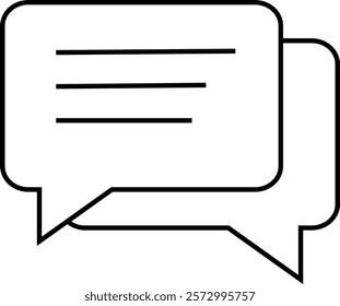 Chat message and Text line icon. Speech bubble symbol. Speech Bubble Collaboration Concept on isolated transparent background. Talk message Bubble chat icon, online communication, Conversation vector.