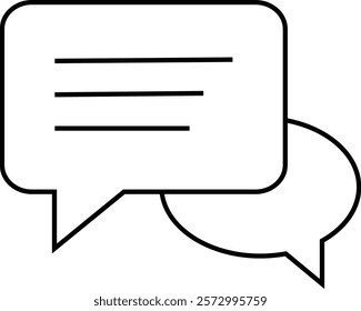 Chat message and Text line icon. Speech bubble symbol. Speech Bubble Collaboration Concept on isolated transparent background. Talk message Bubble chat icon, online communication, Conversation vector.