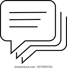 Chat message and Text line icon. Speech bubble symbol. Speech Bubble Collaboration Concept on isolated transparent background. Talk message Bubble chat icon, online communication, Conversation vector.