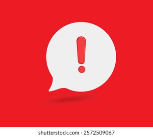 Chat message with warning sign. Exclamation mark, alarm notification signs, social button important caution symbol.