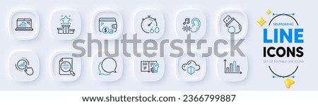 Chat message, Winner podium and Diagram graph line icons for web app. Pack of Engineering documentation, Hearing, Analytics chart pictogram icons. Graph chart, Timer, Wallet signs. Vector