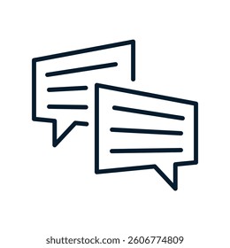 Chat, messages, discussions. Vector linear icon isolated on white background.