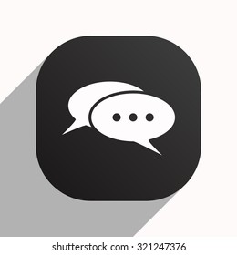 Chat, messages. Flat design style, black button for Mobile Applications