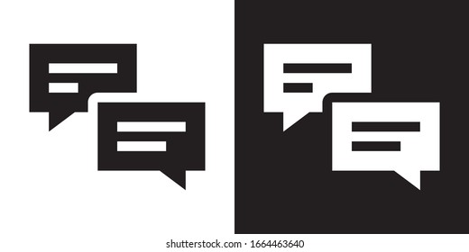 Chat Messages. Glyph Icon in White and Black Version.