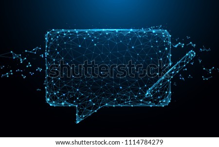 Chat Messages icon form lines, triangles and particle style design. Illustration vector