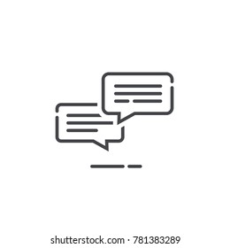 Chat messages icon notification vector notice, line outline style sms conversation bubbles with text note, chatting symbol or sign isolated, speech or talk linear art pictogram, comment balloons