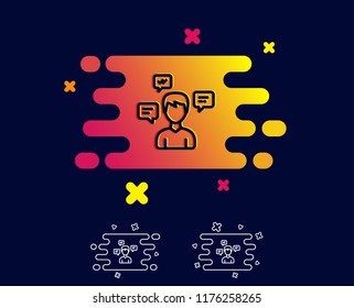 Chat Messages line icon. Conversation sign. Communication speech bubbles symbol. Gradient banner with line icon. Abstract shape. Vector