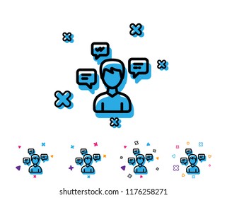 Chat Messages line icon. Conversation sign. Communication speech bubbles symbol. Line icon with geometric elements. Bright colourful conversation design. Vector