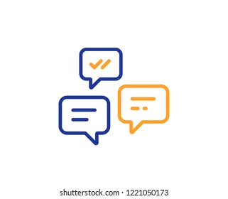 Chat Messages line icon. Conversation or SMS sign. Communication symbol. Colorful outline concept. Blue and orange thin line color icon. Chat Messages Vector