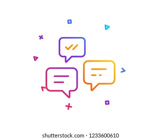 Chat Messages line icon. Conversation or SMS sign. Communication symbol. Gradient line button. Chat Messages icon design. Colorful geometric shapes. Vector
