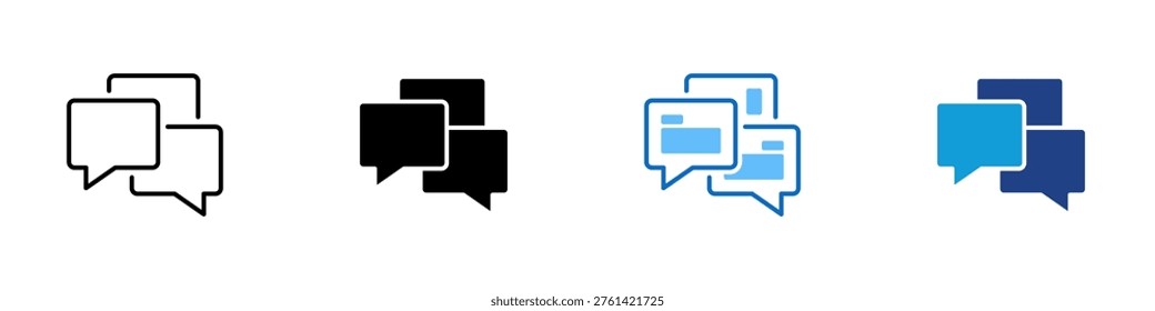 Chat Messages Multiple Style Icon Design Vector - Overlapping speech bubbles representing online conversation, customer communication, and real time messaging interaction