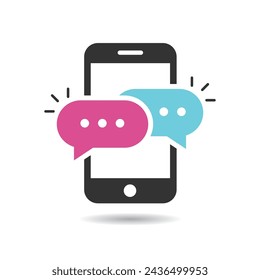 Chat messages notification icon on smart phone vector illustration isolated on white background.