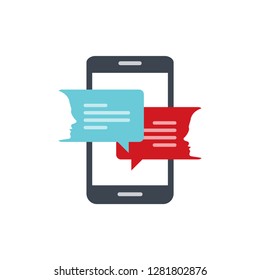 Chat messages notification on smartphone vector illustration