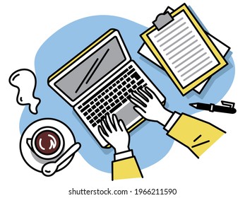 Chat messages on computer online vector illustration, workspace or working desk laptop pc with chatting bubble notifications, concept of people messaging on internet imag freelance