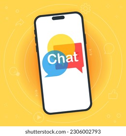 Chat messages on a smartphone, SMS on a mobile phone screen. Chat using a chat application or social network. Vector illustration.