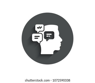 Chat Messages simple icon. Conversation sign. Communication speech bubbles symbol. Circle flat button with shadow. Vector