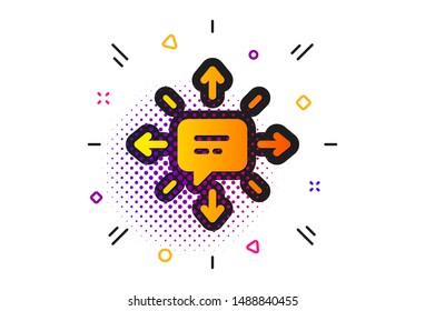 Chat Messages or SMS sign. Halftone circles pattern. Conversation icon. Communication symbol. Classic flat sMS icon. Vector
