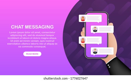 Chat messages. Speech bubble. Telephone icon. Social media vector. Email icon. Chat app template. Vector stock illustration.