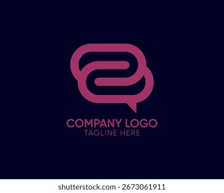 chat messaging app minimal lineart logo, letter s negative space communication logo, chat pin or message chat icon logo, chat bubble