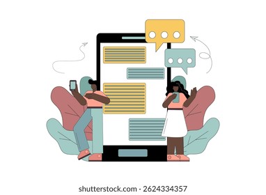 Conceptos de mensajería de chat. Comunicación por Internet, redes sociales