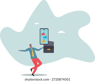 Chat Mobile application for business, teamwork using technology to communicate or collaborate in work.about a man and his life.