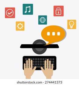 Chat mobile design over white background, vector illustration.